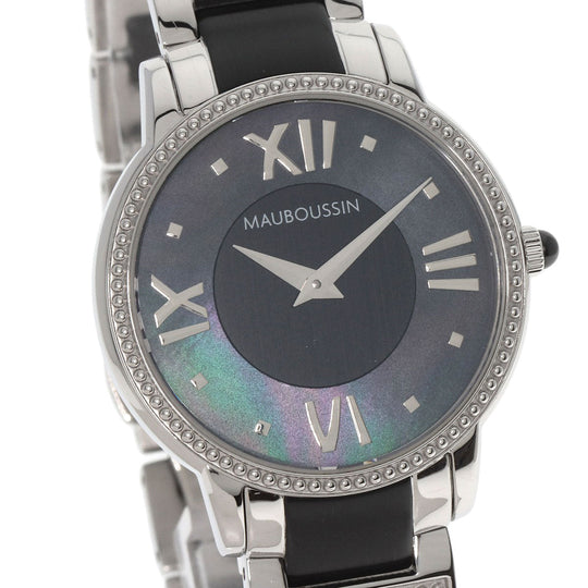 MAUBOUSSIN Watches Quartz 9296100-700 Stainless Steel Silver Jardin du Palais Royal Black shell dial