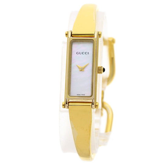 GUCCI Watches Quartz Gold Plated , Gold Plated gold 1500L White shell dial Women Used Authentic