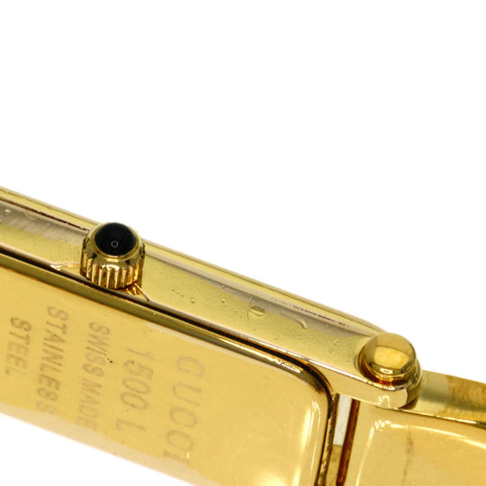 GUCCI Watches Quartz Gold Plated , Gold Plated gold 1500L White shell dial Women Used Authentic