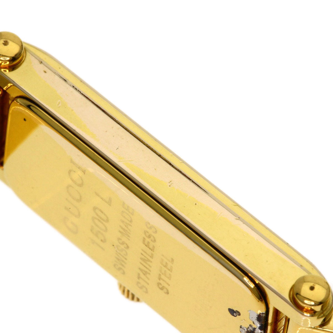 GUCCI Watches Quartz Gold Plated , Gold Plated gold 1500L White shell dial Women Used Authentic