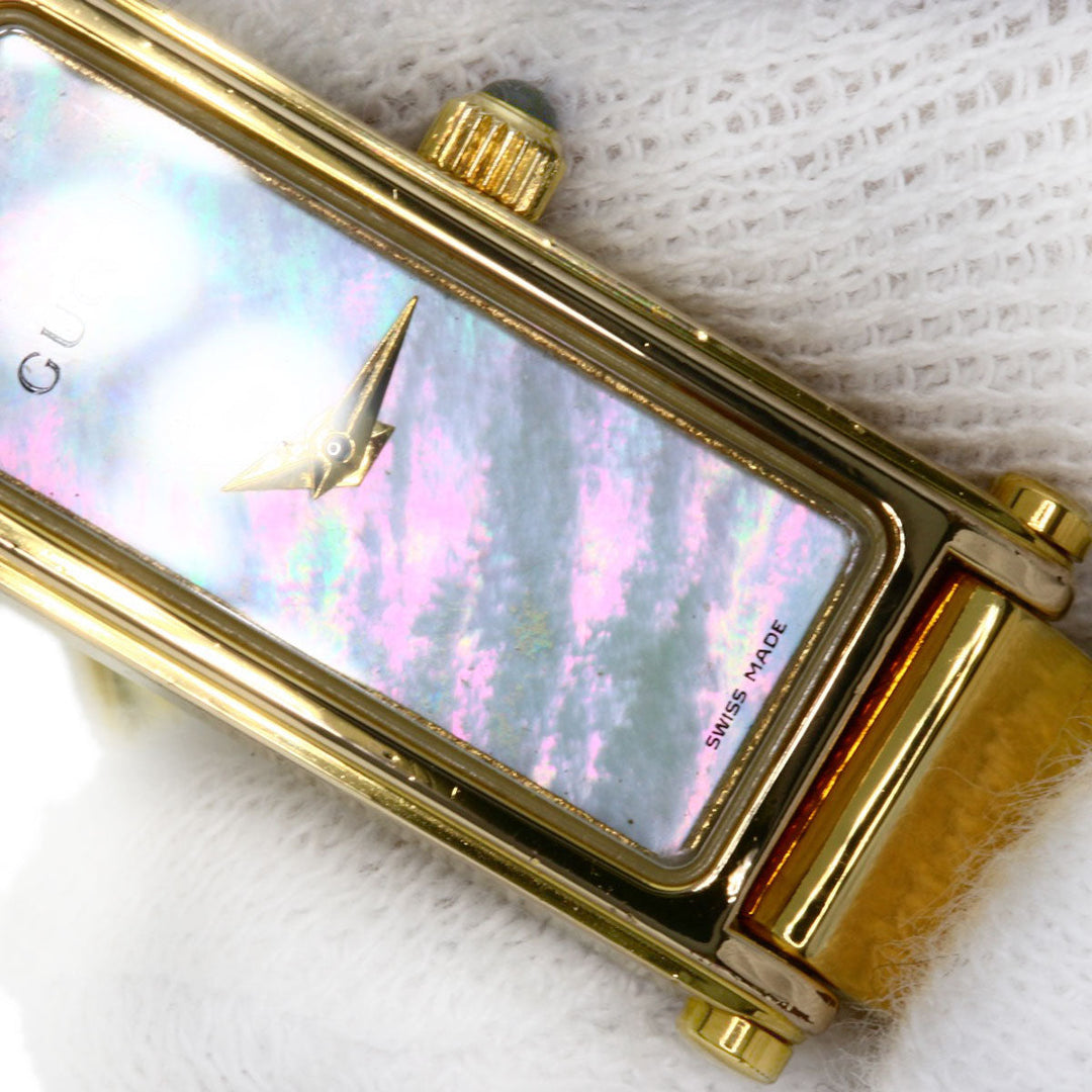 GUCCI Watches Quartz Gold Plated , Gold Plated gold 1500L White shell dial Women Used Authentic