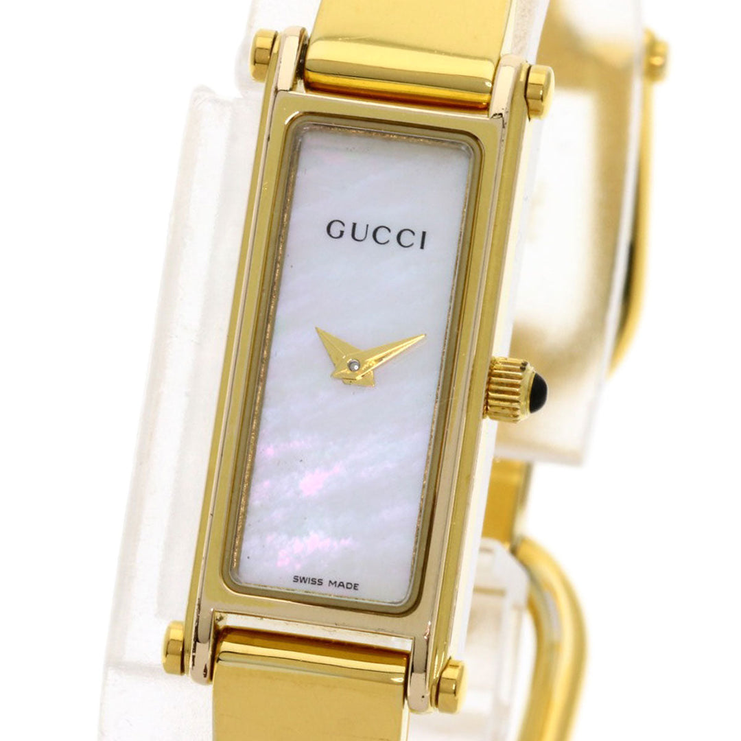 GUCCI Watches Quartz Gold Plated , Gold Plated gold 1500L White shell dial Women Used Authentic