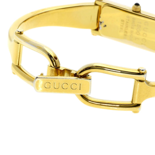 GUCCI Watches Quartz Gold Plated , Gold Plated gold 1500L White shell dial Women Used Authentic