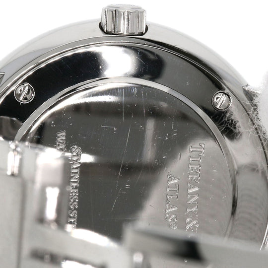 TIFFANY&Co. Watches Quartz Stainless Steel , Stainless Steel Silver Atlas Dome Bezel Diamond black dial Women Used Authentic