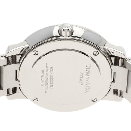 TIFFANY&Co. Watches Quartz Stainless Steel , Stainless Steel Silver Atlas Dome Bezel Diamond black dial Women Used Authentic