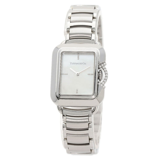 TIFFANY&Co. Watches Quartz 69546161 Stainless Steel , Stainless Steel Silver T Rectangle Limited to 375 pieces White shell dial Women Used Authentic