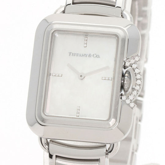 TIFFANY&Co. Watches Quartz 69546161 Stainless Steel , Stainless Steel Silver T Rectangle Limited to 375 pieces White shell dial Women Used Authentic