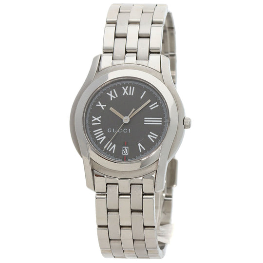 GUCCI Watches Quartz 5500M Stainless Steel , Stainless Steel Silver Round face gray dial mens Used Authentic