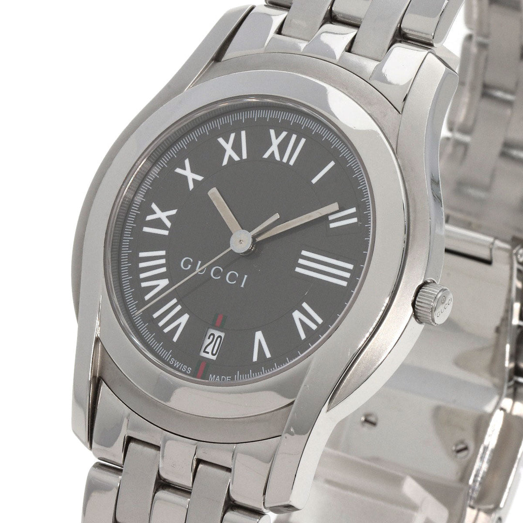 GUCCI Watches Quartz 5500M Stainless Steel , Stainless Steel Silver Round face gray dial mens Used Authentic