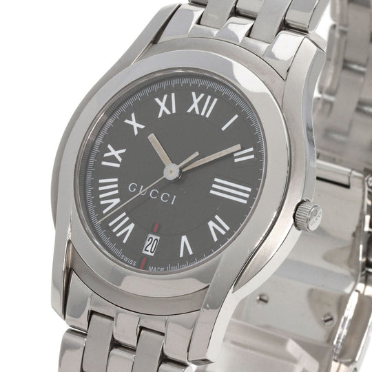 GUCCI Watches Quartz 5500M Stainless Steel , Stainless Steel Silver Round face gray dial mens Used Authentic
