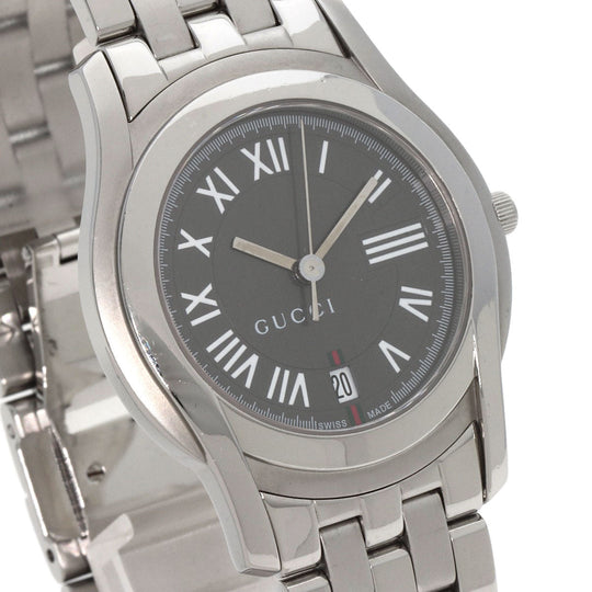 GUCCI Watches Quartz 5500M Stainless Steel , Stainless Steel Silver Round face gray dial mens Used Authentic