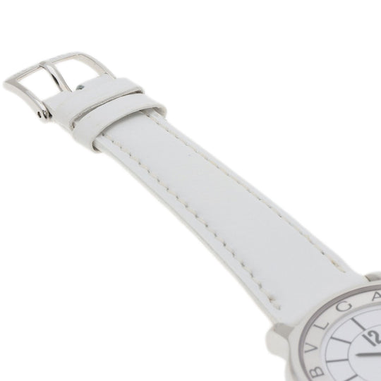 BVLGARI Watches Quartz ST35S Stainless Steel, Leather Silver Solo tempo white dial mens Used Authentic