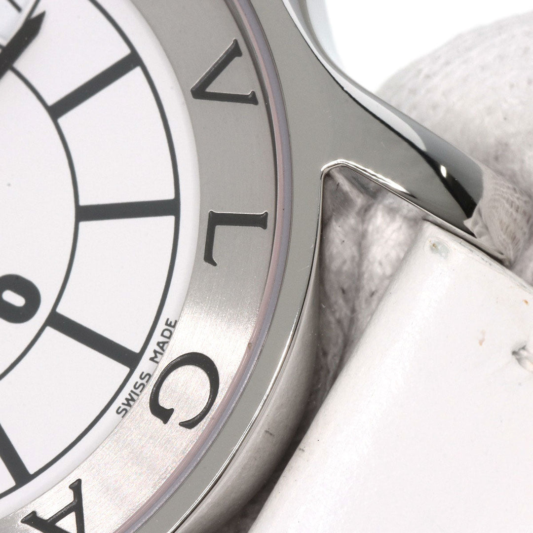 BVLGARI Watches Quartz ST35S Stainless Steel, Leather Silver Solo tempo white dial mens Used Authentic