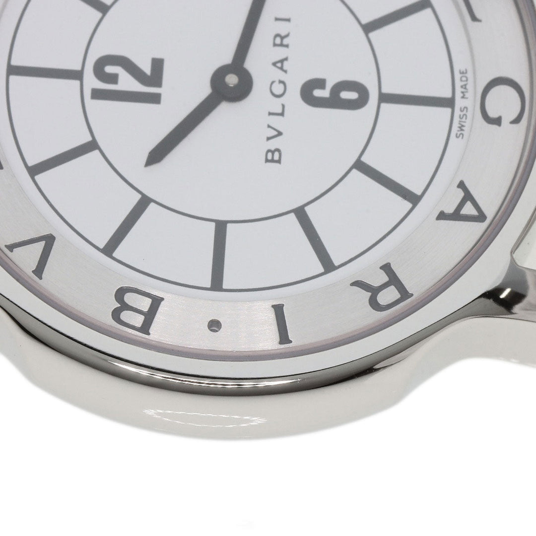 BVLGARI Watches Quartz ST35S Stainless Steel, Leather Silver Solo tempo white dial mens Used Authentic