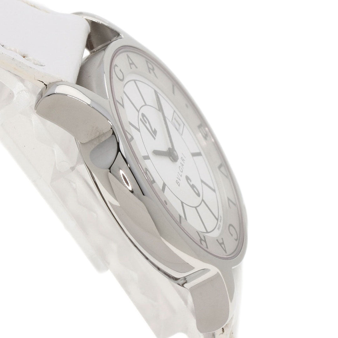 BVLGARI Watches Quartz ST35S Stainless Steel, Leather Silver Solo tempo white dial mens Used Authentic