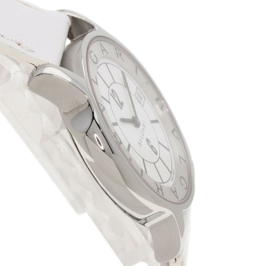 BVLGARI Watches Quartz ST35S Stainless Steel, Leather Silver Solo tempo white dial mens Used Authentic