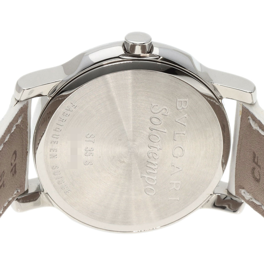 BVLGARI Watches Quartz ST35S Stainless Steel, Leather Silver Solo tempo white dial mens Used Authentic