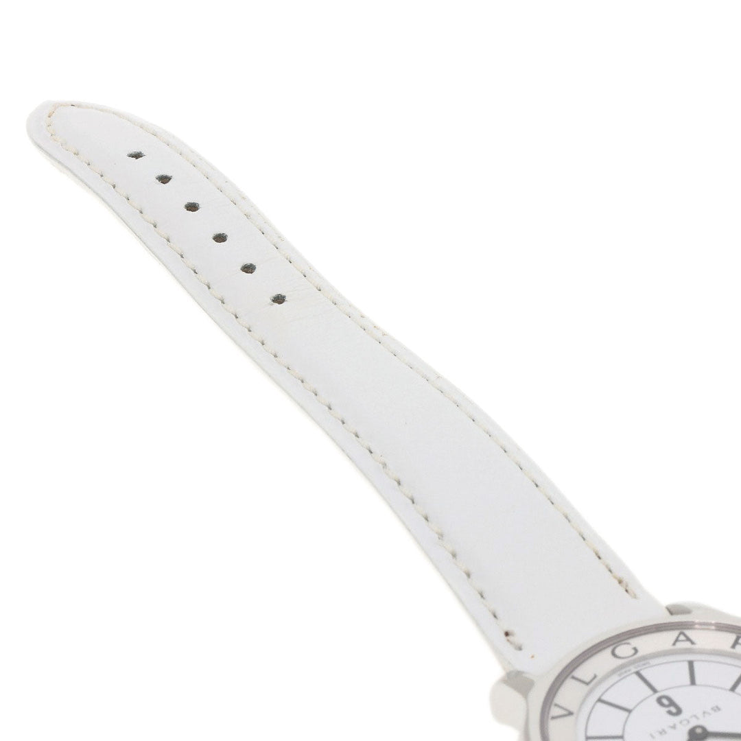 BVLGARI Watches Quartz ST35S Stainless Steel, Leather Silver Solo tempo white dial mens Used Authentic