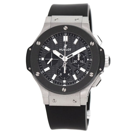 HUBLOT Watches Mechanical Automatic 301.SM.1770.RX Stainless Steel, Rubber, Ceramic Silver Big Bang Evolution Chronograph Black carbon dial mens Used Authentic