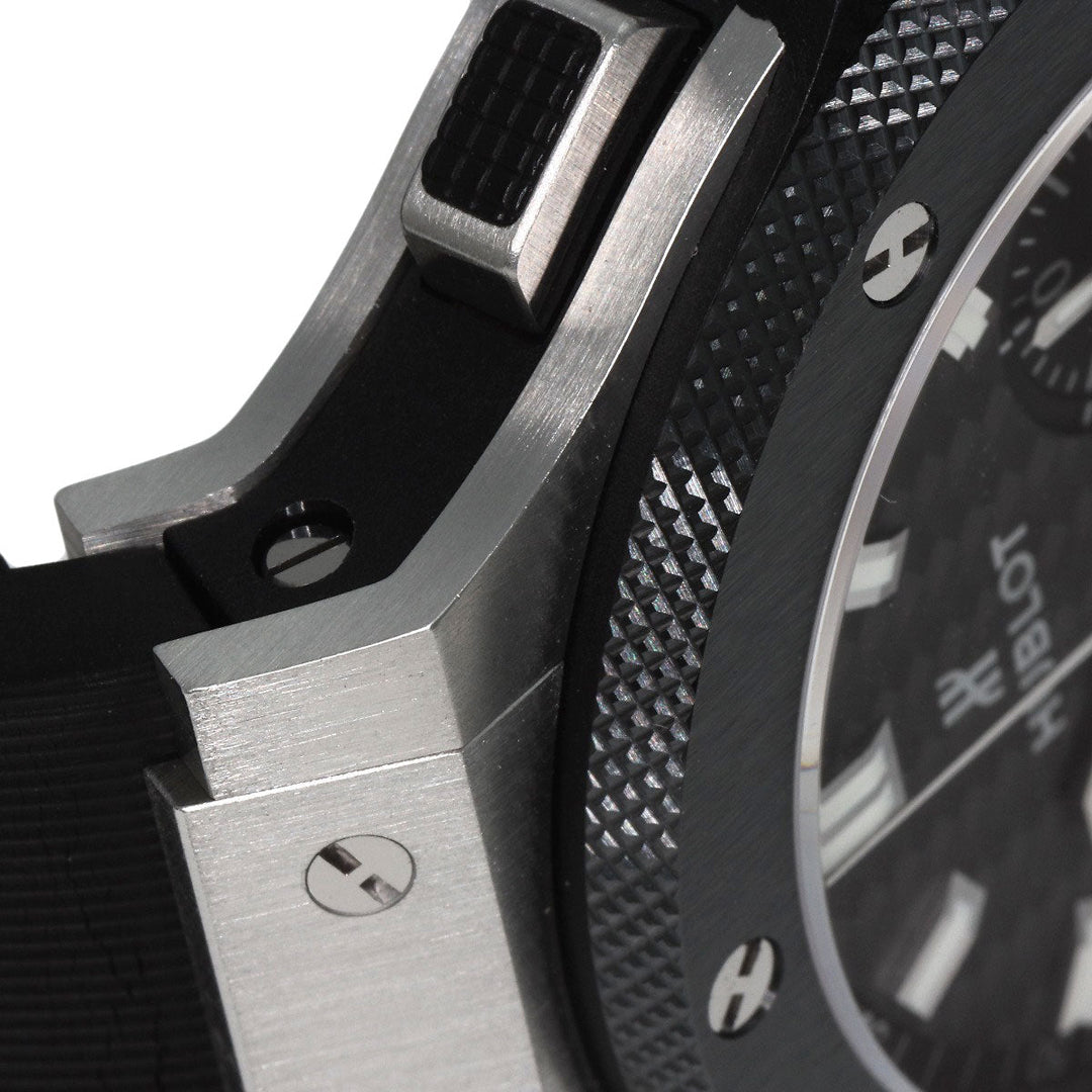 HUBLOT Watches Mechanical Automatic 301.SM.1770.RX Stainless Steel, Rubber, Ceramic Silver Big Bang Evolution Chronograph Black carbon dial mens Used Authentic