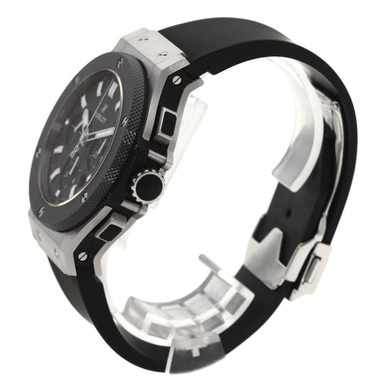 HUBLOT Watches Mechanical Automatic 301.SM.1770.RX Stainless Steel, Rubber, Ceramic Silver Big Bang Evolution Chronograph Black carbon dial mens Used Authentic