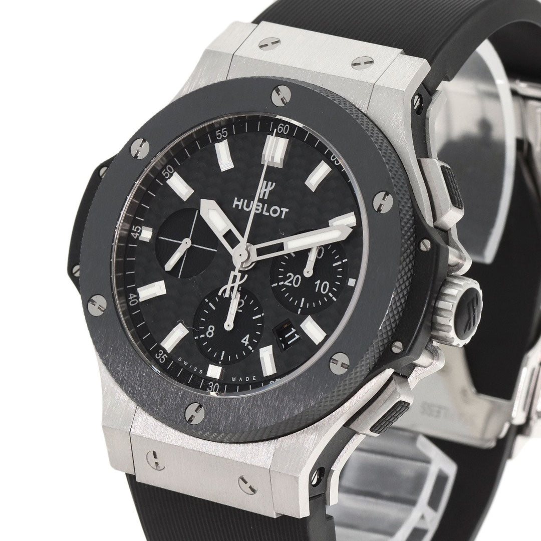 HUBLOT Watches Mechanical Automatic 301.SM.1770.RX Stainless Steel, Rubber, Ceramic Silver Big Bang Evolution Chronograph Black carbon dial mens Used Authentic