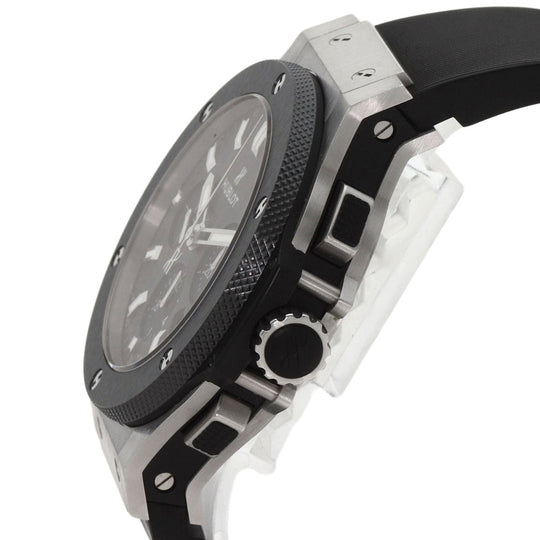 HUBLOT Watches Mechanical Automatic 301.SM.1770.RX Stainless Steel, Rubber, Ceramic Silver Big Bang Evolution Chronograph Black carbon dial mens Used Authentic