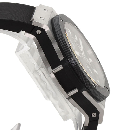 HUBLOT Watches Mechanical Automatic 301.SM.1770.RX Stainless Steel, Rubber, Ceramic Silver Big Bang Evolution Chronograph Black carbon dial mens Used Authentic