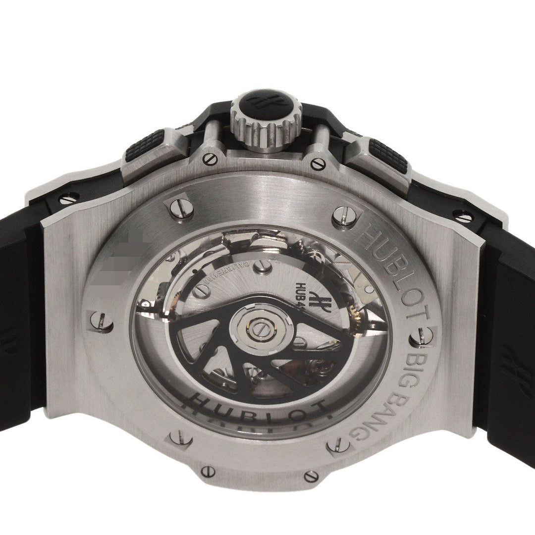 HUBLOT Watches Mechanical Automatic 301.SM.1770.RX Stainless Steel, Rubber, Ceramic Silver Big Bang Evolution Chronograph Black carbon dial mens Used Authentic
