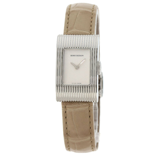 Boucheron Watches Quartz WA030501 Stainless Steel, Leather Silver Reflation Silver dial Women Used Authentic