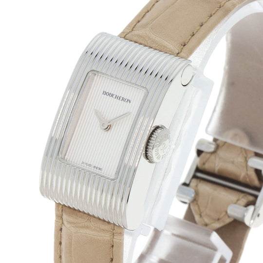 Boucheron Watches Quartz WA030501 Stainless Steel, Leather Silver Reflation Silver dial Women Used Authentic