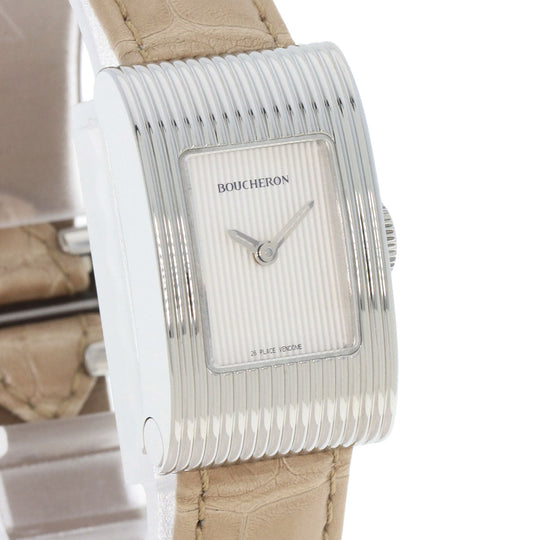 Boucheron Watches Quartz WA030501 Stainless Steel, Leather Silver Reflation Silver dial Women Used Authentic