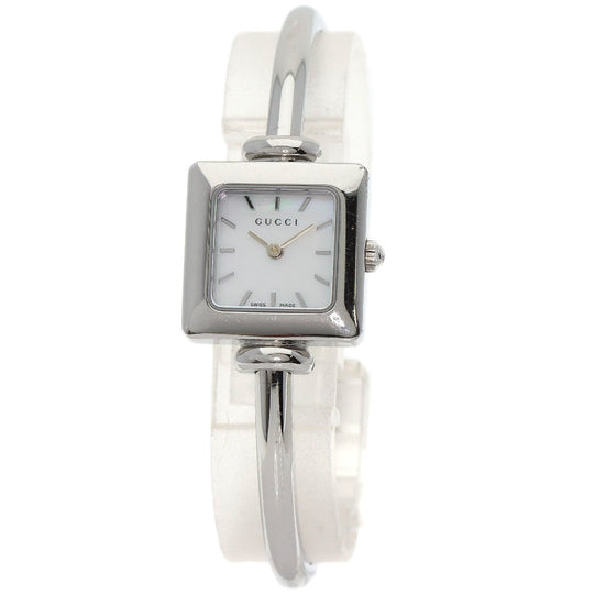 GUCCI Watches Quartz 1900L Stainless Steel , Stainless Steel Silver Square face White shell dial Women Used Authentic