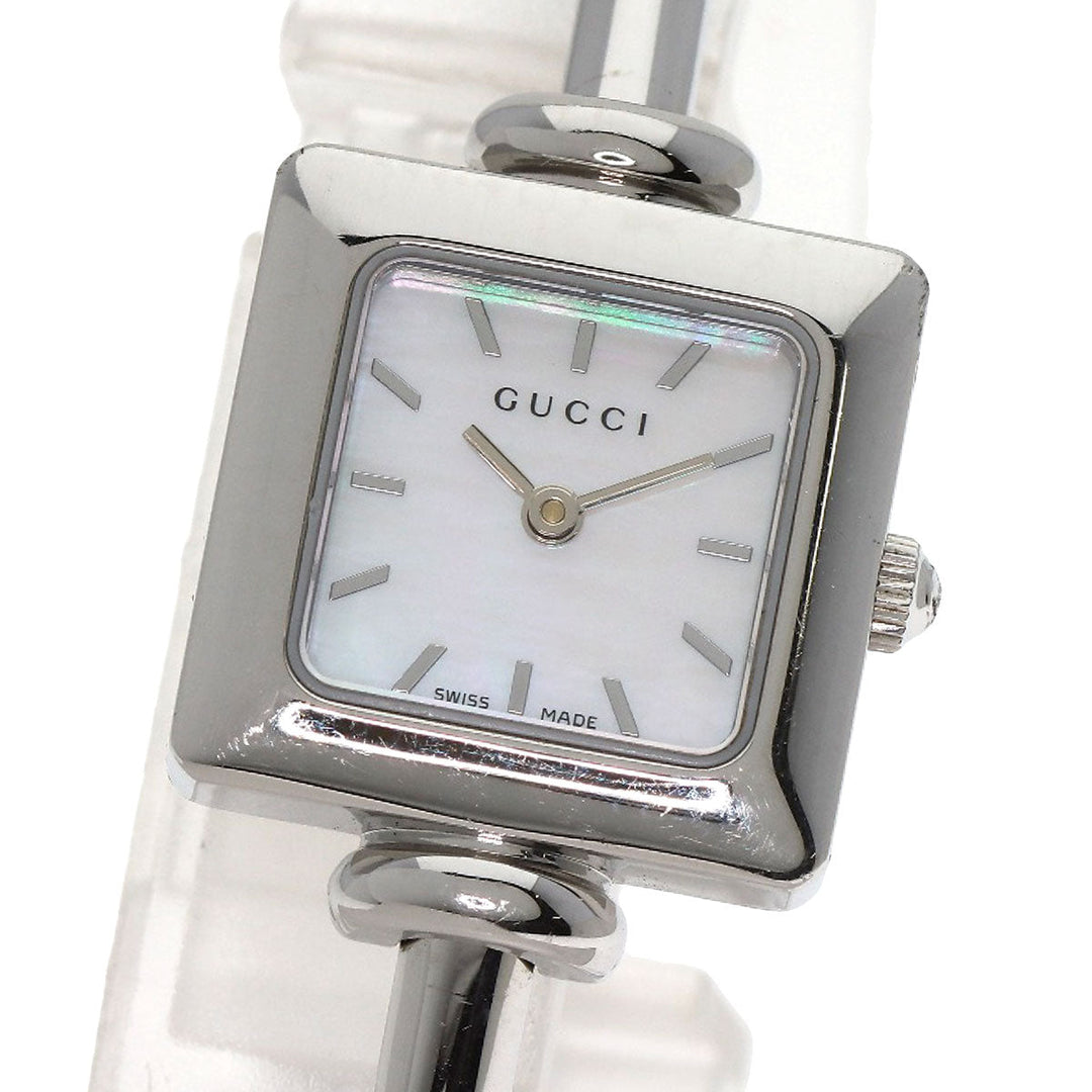 GUCCI Watches Quartz 1900L Stainless Steel , Stainless Steel Silver Square face White shell dial Women Used Authentic