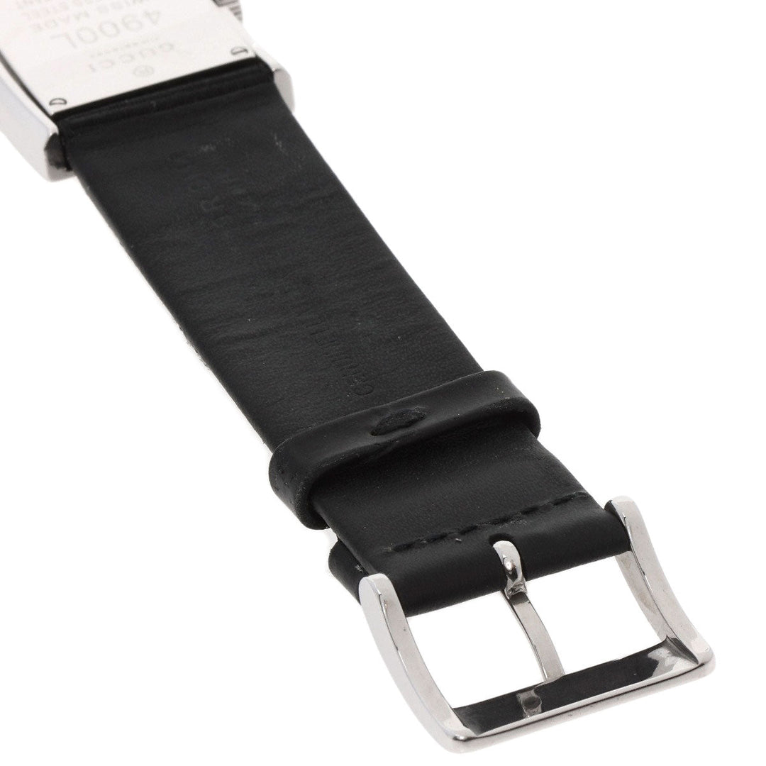 GUCCI Watches Quartz 4900L Stainless Steel, Leather Silver Square face white dial Women Used Authentic
