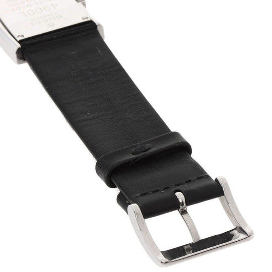 GUCCI Watches Quartz 4900L Stainless Steel, Leather Silver Square face white dial Women Used Authentic