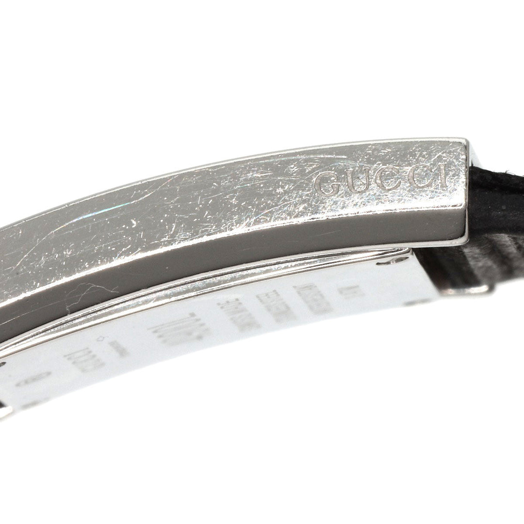 GUCCI Watches Quartz 4900L Stainless Steel, Leather Silver Square face white dial Women Used Authentic
