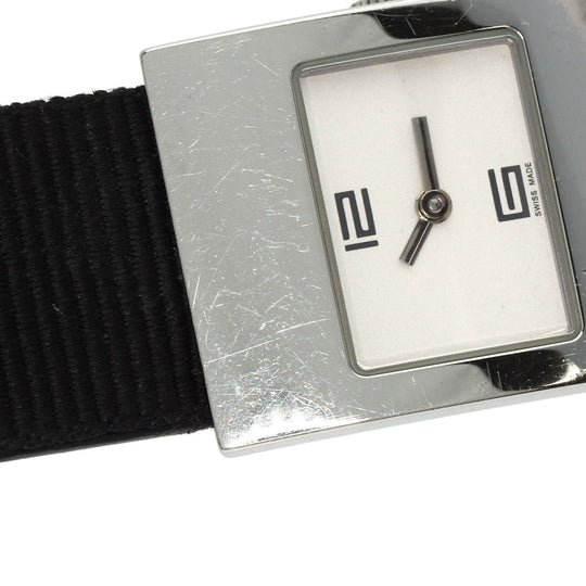 GUCCI Watches Quartz 4900L Stainless Steel, Leather Silver Square face white dial Women Used Authentic