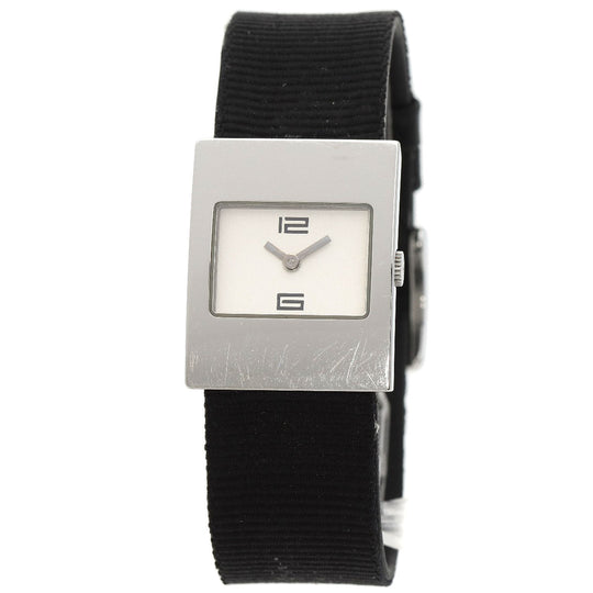 GUCCI Watches Quartz 4900L Stainless Steel, Leather Silver Square face white dial Women Used Authentic
