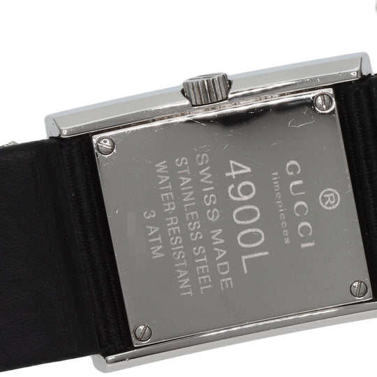 GUCCI Watches Quartz 4900L Stainless Steel, Leather Silver Square face white dial Women Used Authentic