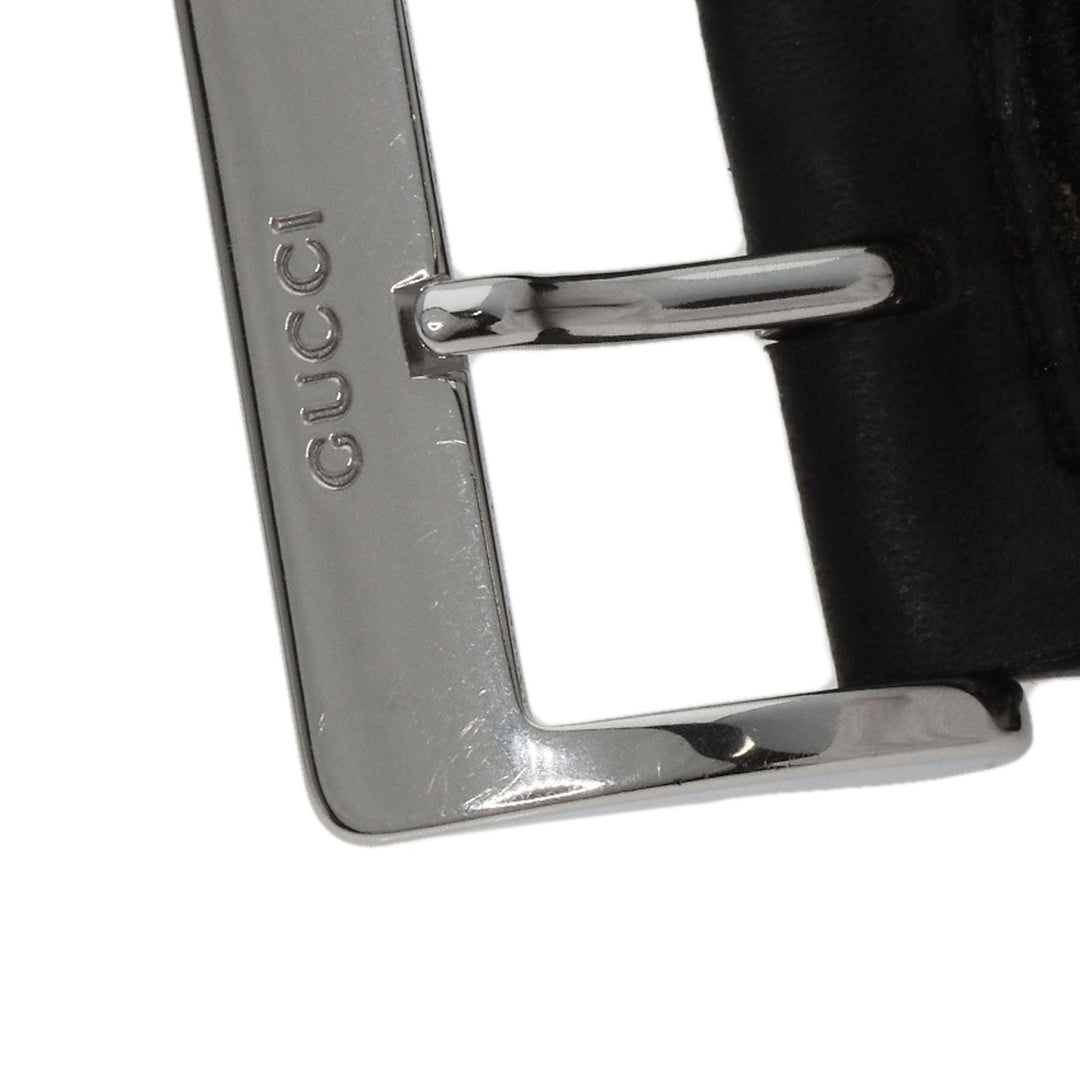 GUCCI Watches Quartz 4900L Stainless Steel, Leather Silver Square face white dial Women Used Authentic