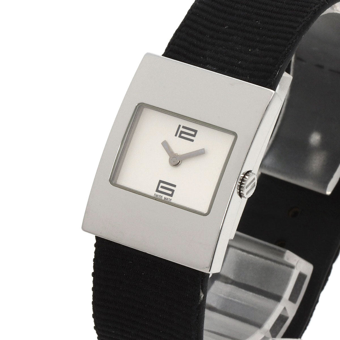 GUCCI Watches Quartz 4900L Stainless Steel, Leather Silver Square face white dial Women Used Authentic
