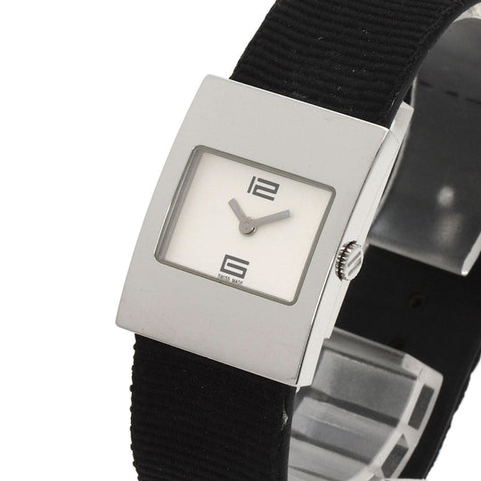 GUCCI Watches Quartz 4900L Stainless Steel, Leather Silver Square face white dial Women Used Authentic