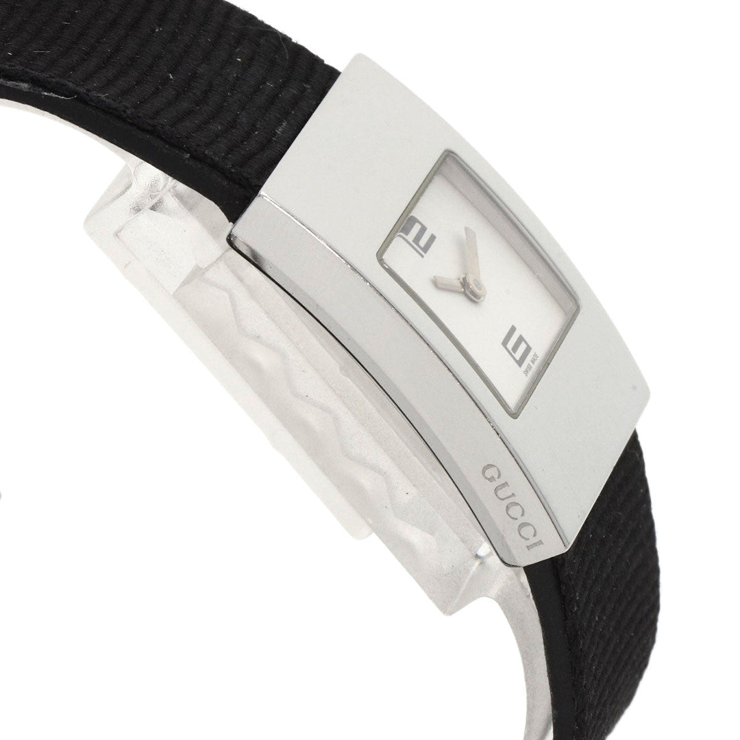 GUCCI Watches Quartz 4900L Stainless Steel, Leather Silver Square face white dial Women Used Authentic