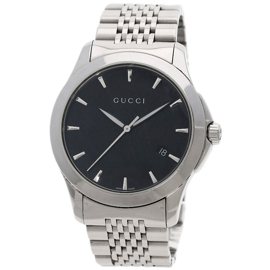 GUCCI Watches Quartz 126.4 Stainless Steel , Stainless Steel Silver G timeless black dial mens Used Authentic