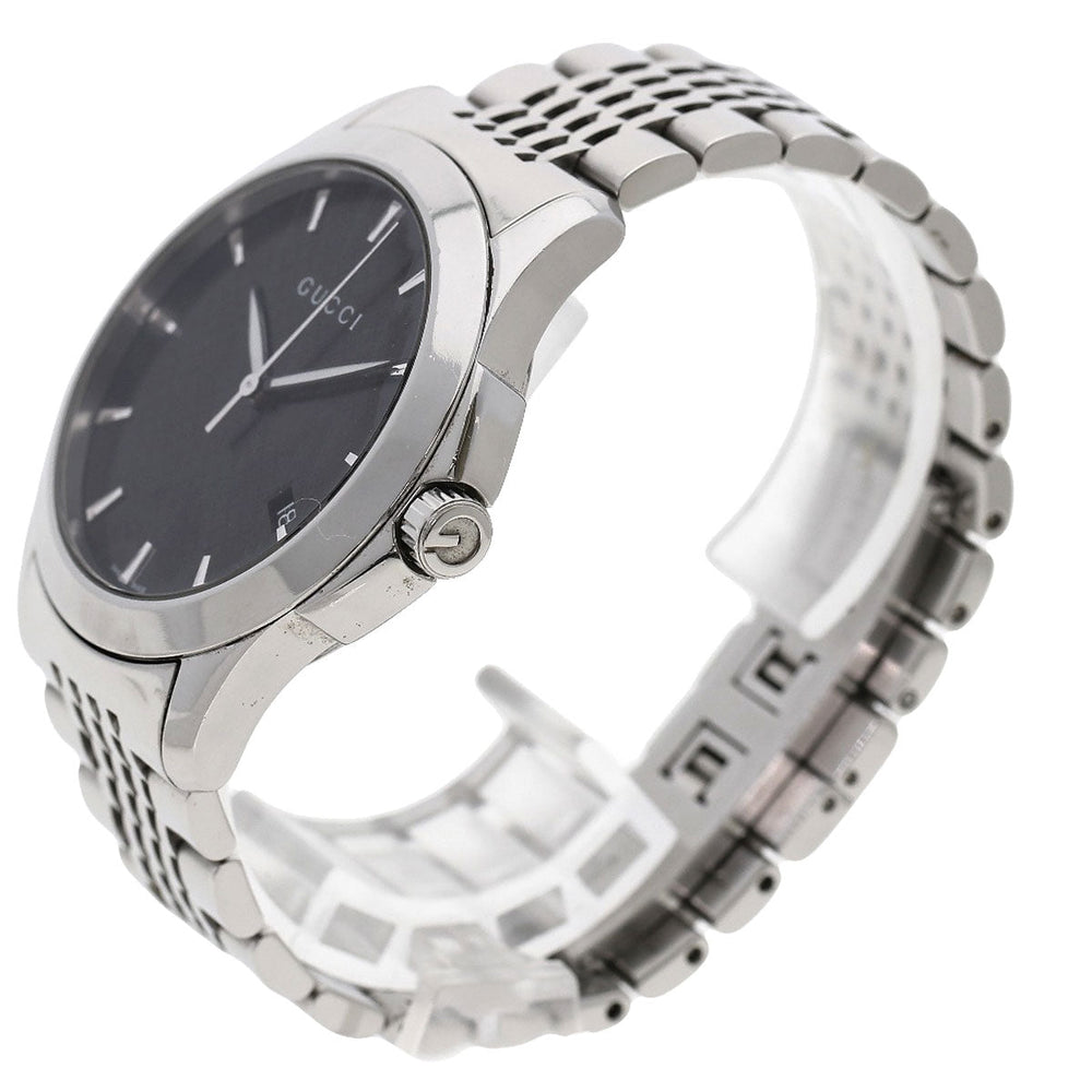 GUCCI Watches Quartz 126.4 Stainless Steel , Stainless Steel Silver G timeless black dial mens Used Authentic