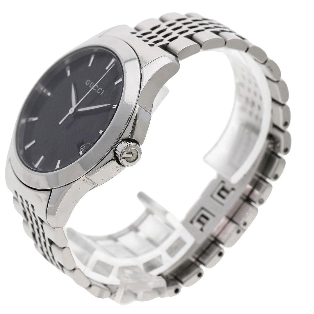 GUCCI Watches Quartz 126.4 Stainless Steel , Stainless Steel Silver G timeless black dial mens Used Authentic