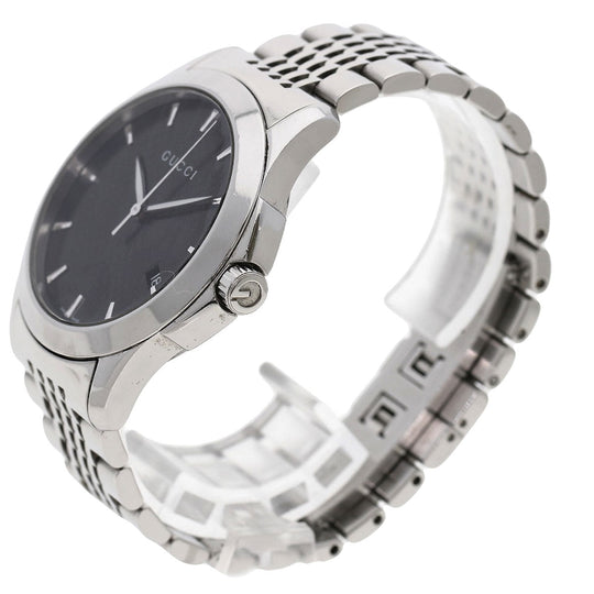 GUCCI Watches Quartz 126.4 Stainless Steel , Stainless Steel Silver G timeless black dial mens Used Authentic