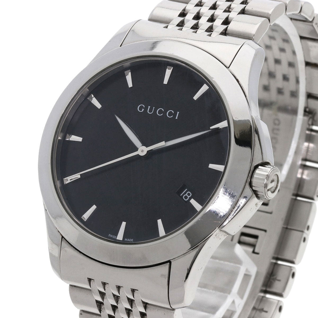 GUCCI Watches Quartz 126.4 Stainless Steel , Stainless Steel Silver G timeless black dial mens Used Authentic