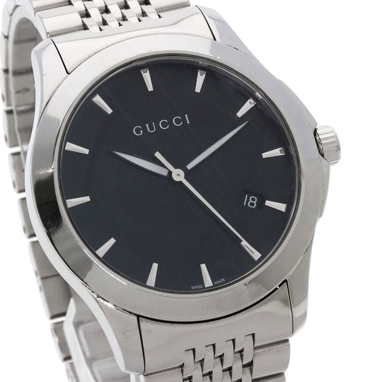 GUCCI Watches Quartz 126.4 Stainless Steel , Stainless Steel Silver G timeless black dial mens Used Authentic